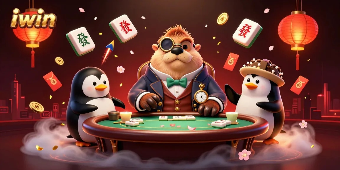 Play poker with an iwin jolly walrus, penguin dealer, and bluffing pufferfish in an underwater casino scene.