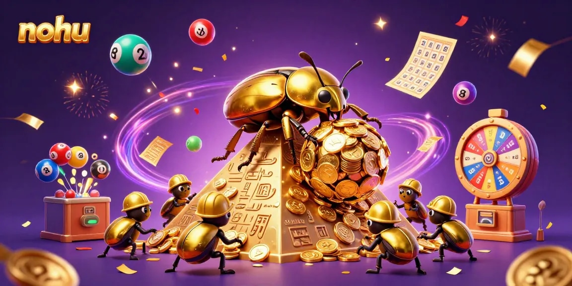 Win big with nohu's vibrant casino-themed 3D illustration showcasing dynamic games and excitement.