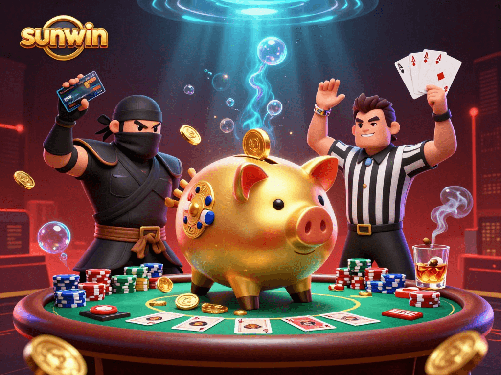 Engage with thrilling poker action featuring sunwin, an energetic sumo wrestler and ninja.