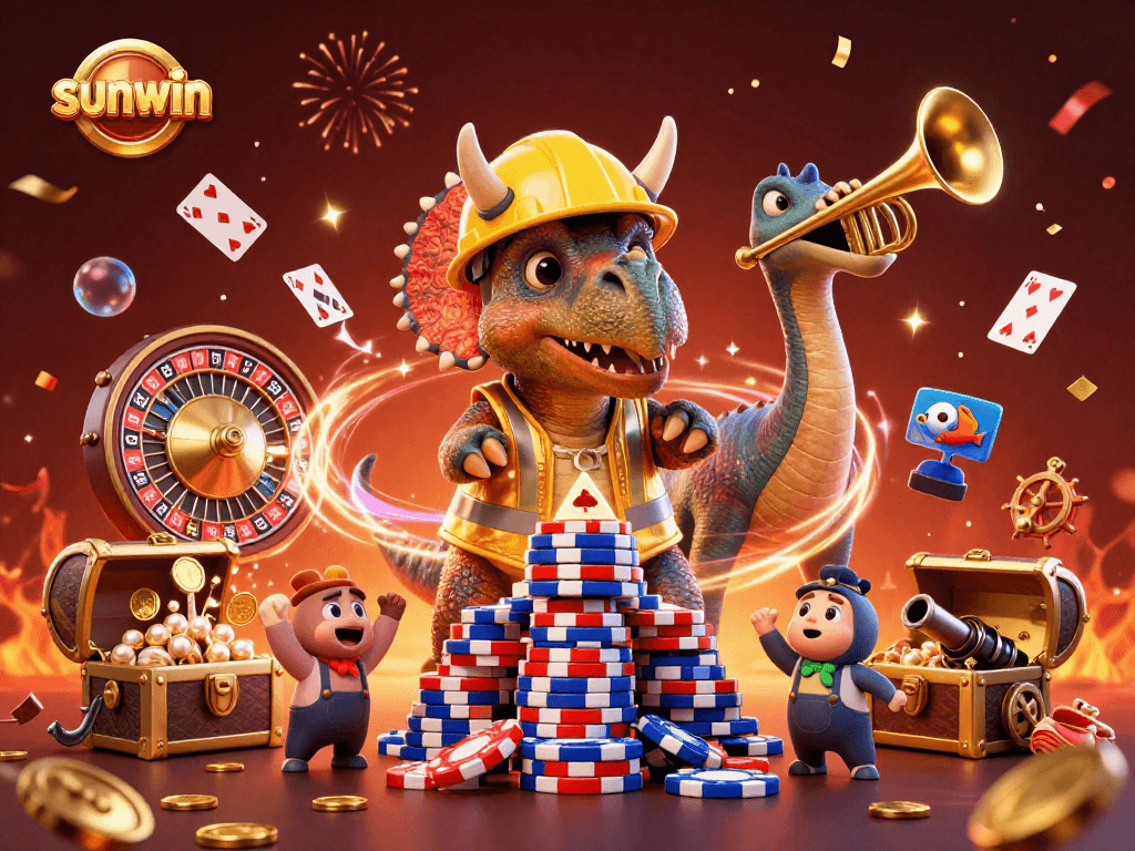 Win big with sunwin in a vibrant casino scene celebrating gaming excitement