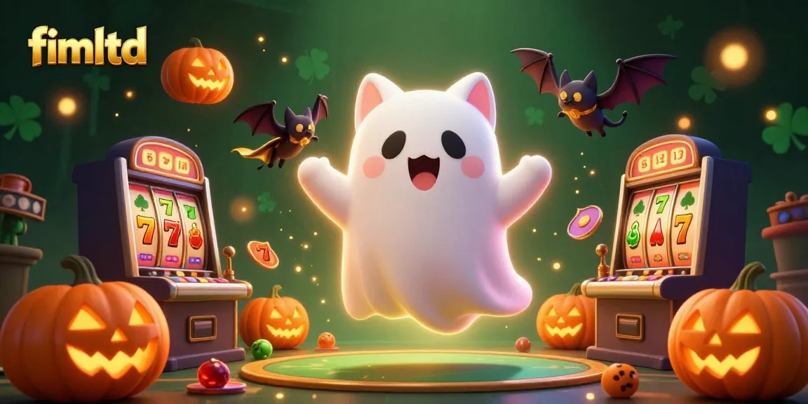 Experience fun at fimltd with a ghost cat in a haunted casino, showcasing rich 3D graphics.