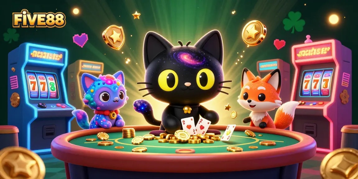 Experience thrilling gameplay at FIVE88 with dynamic characters and vibrant casino elements.