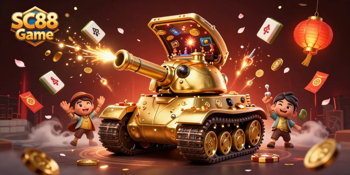 Engage with SC88 Game through this lively 3D rendering of a golden beetle tank casino.