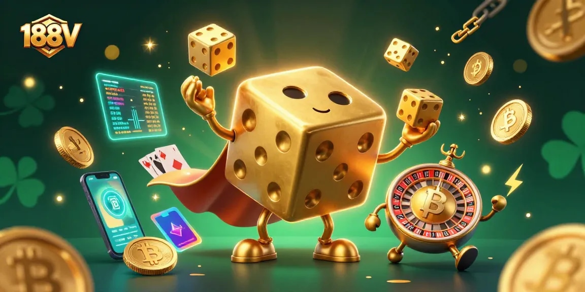 Experience the engaging world of 188V with dynamic characters and glowing gaming visuals.