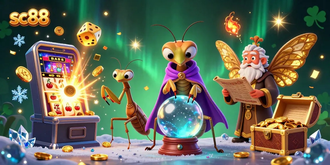 Engage with sc88 epic slots at this vibrant casino scene featuring a fortune teller and rich gaming visuals.