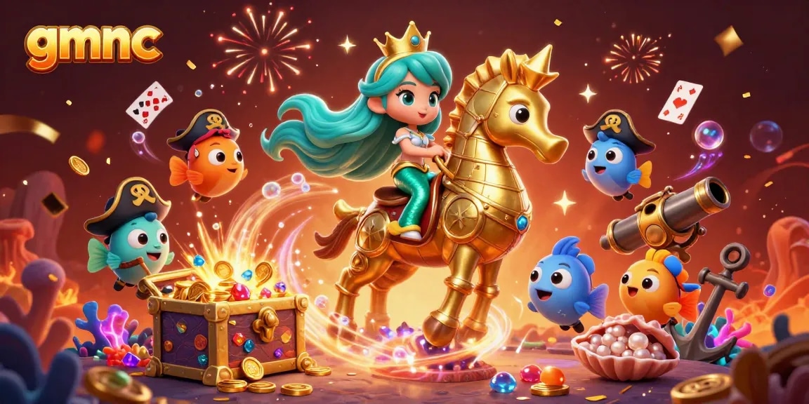 Engage with gmnc in a vibrant underwater gambling spectacle featuring colorful characters and dynamic gaming elements.