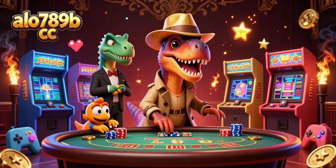 Experience the thrill of alo789b cc with a velociraptor card counter at a vibrant blackjack table.