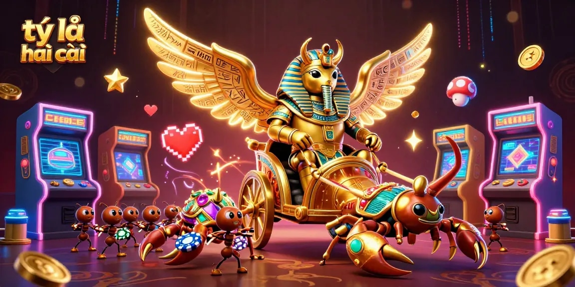 Engage with tỷ lệ nhà cái insights through a dynamic 3D casino illustration filled with rich gaming elements.