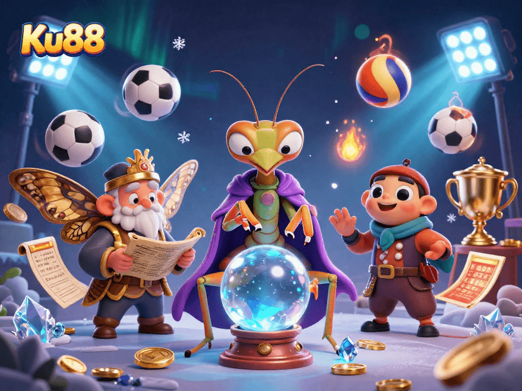 Engage in thrilling bets with Ku88 featuring dynamic sports elements and mystical characters.