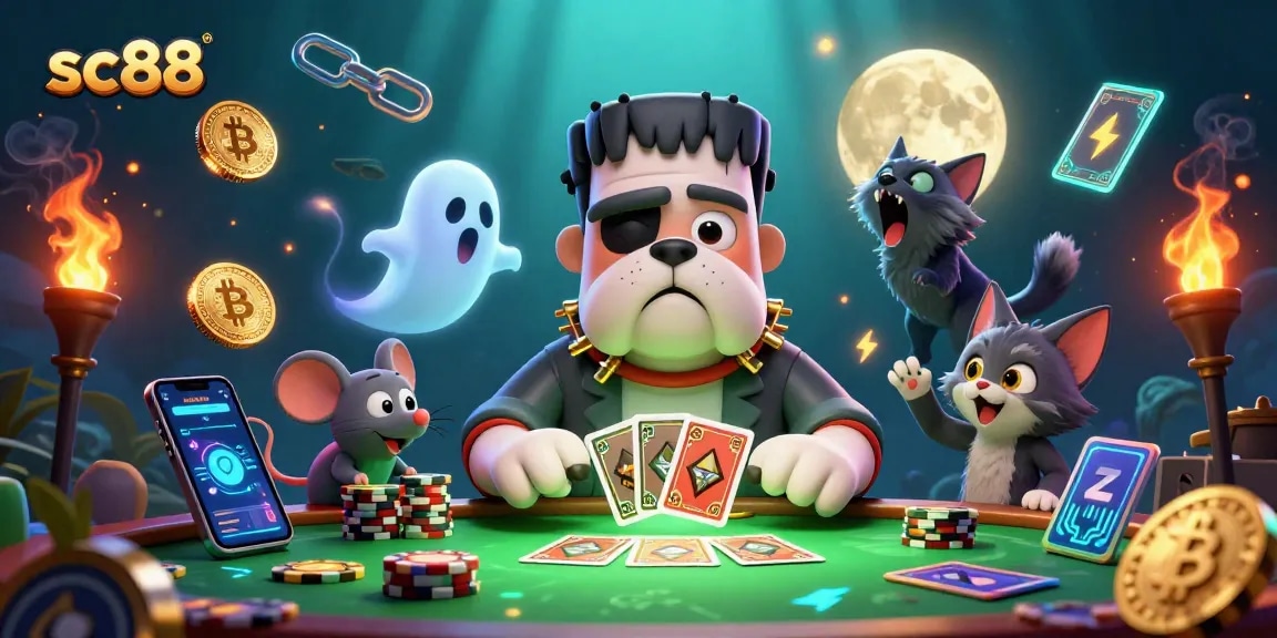 Experience the thrilling world of sc88 through a lively 3D casino scene with vibrant characters and crypto elements.