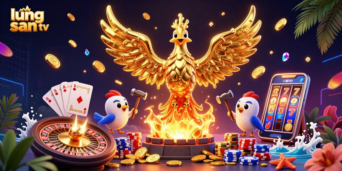 Experience thrilling gameplay at lương sơn tv with golden coins cascading and a vivid casino atmosphere.