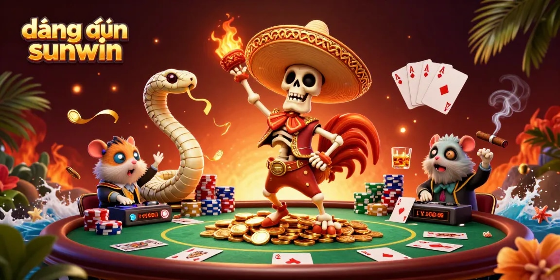 Engage in exciting gameplay with đăng nhập sunwin, showcasing vibrant characters and dynamic poker elements.