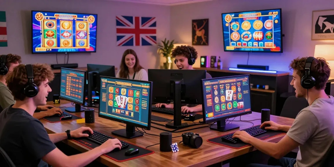British players enjoying engaging gaming experiences at non-UK casinos through https://sssk.org.uk, featuring vibrant graphics and popular games.