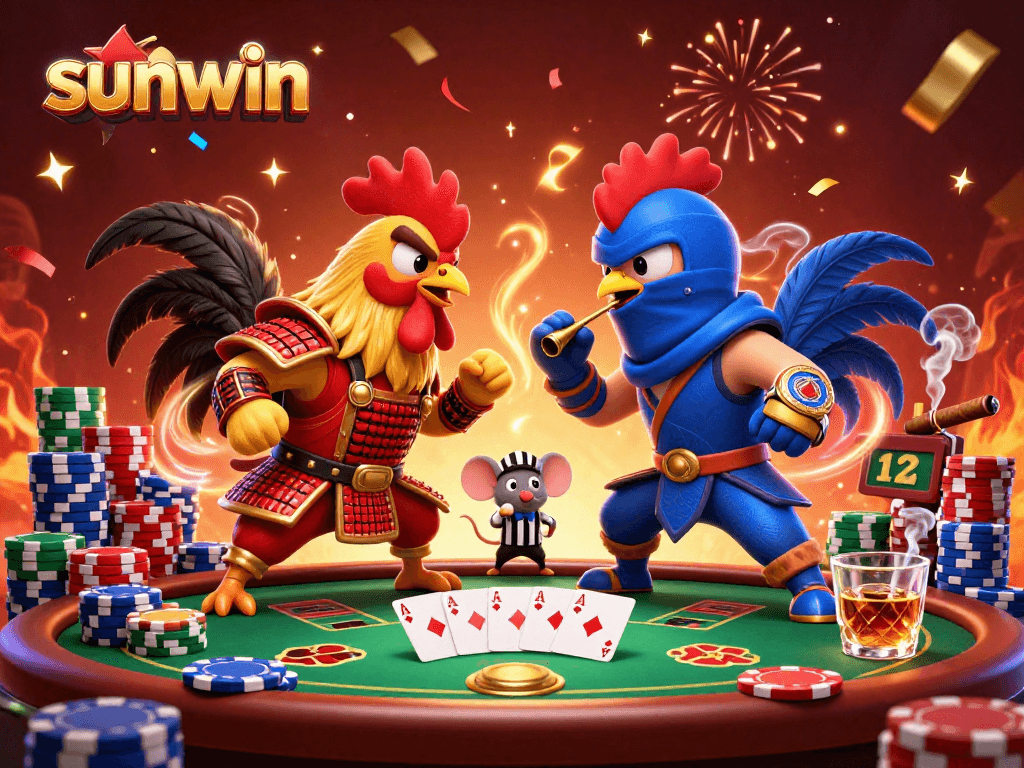 Engage in thrilling poker battles at sunwin with dynamic roosters in action.
