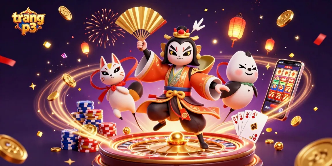 win big at trang p3 with a vibrant casino scene featuring traditional elements, games, and lucky charms