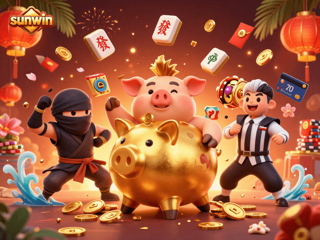 Engage with sunwin’s casino excitement in a vibrant scene featuring a sumo wrestler and ninja.