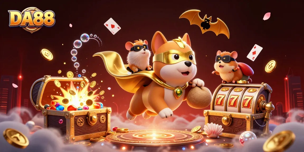 Engage with DA88's thrilling adventures as a superhero dog and sidekick find winning treasures!