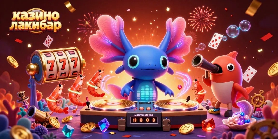 Join the excitement at казино лакибир with vibrant casino-themed underwater characters and gold coins!