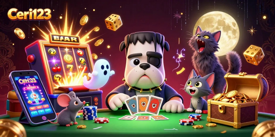 Experience exciting gameplay at Ceri123 with a dynamic slot machine bursting with coins and engaging characters.