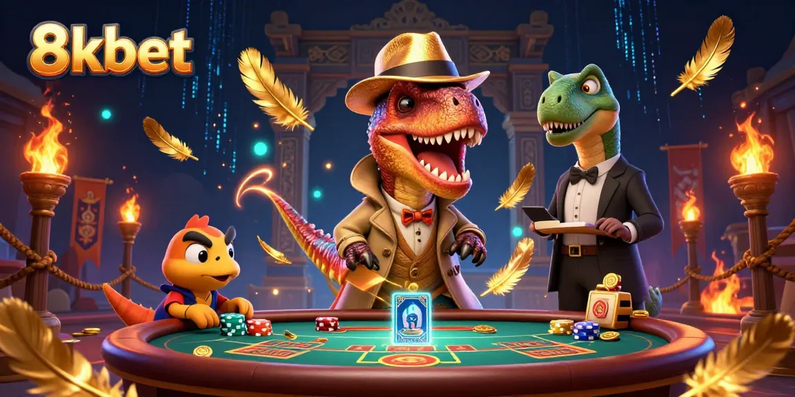 Experience thrilling action at 8xbet with a sneaky velociraptor and stegosaurus pit boss!