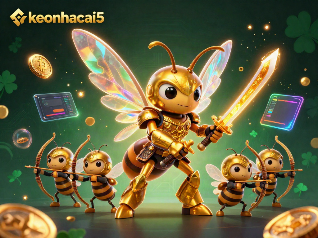 Experience thrilling moments with keonhacai5, featuring vibrant characters and crypto coins in a casino setting.