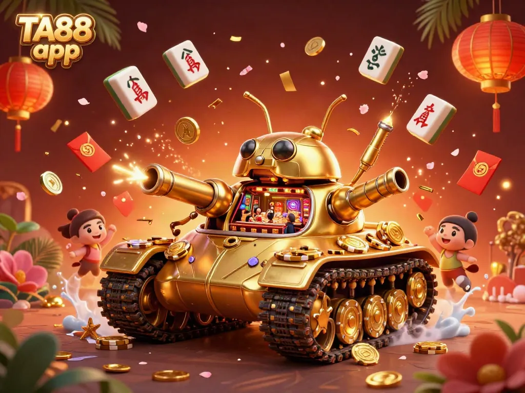 Experience the excitement of the TA88 app with a vibrant casino-themed 3D illustration.