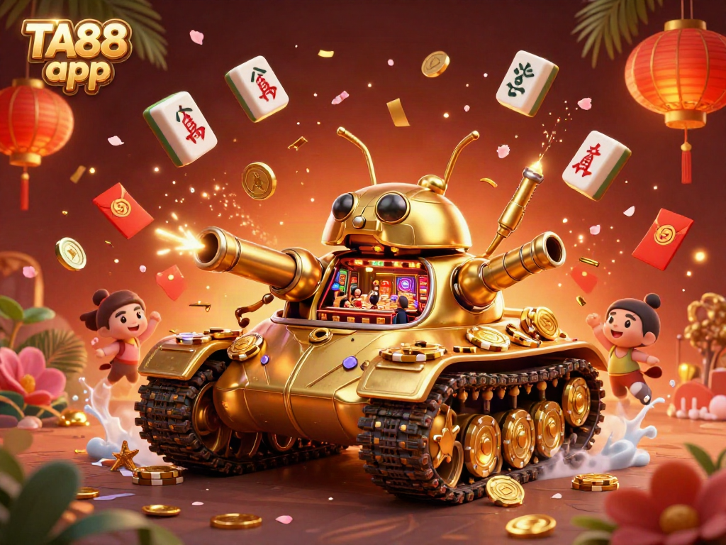Experience the excitement of the TA88 app with a vibrant casino-themed 3D illustration.