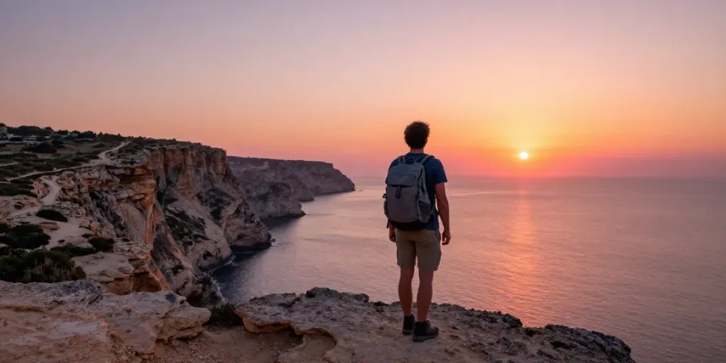 Experience unforgettable Gozo tours amidst breathtaking coastal cliffs at sunset.