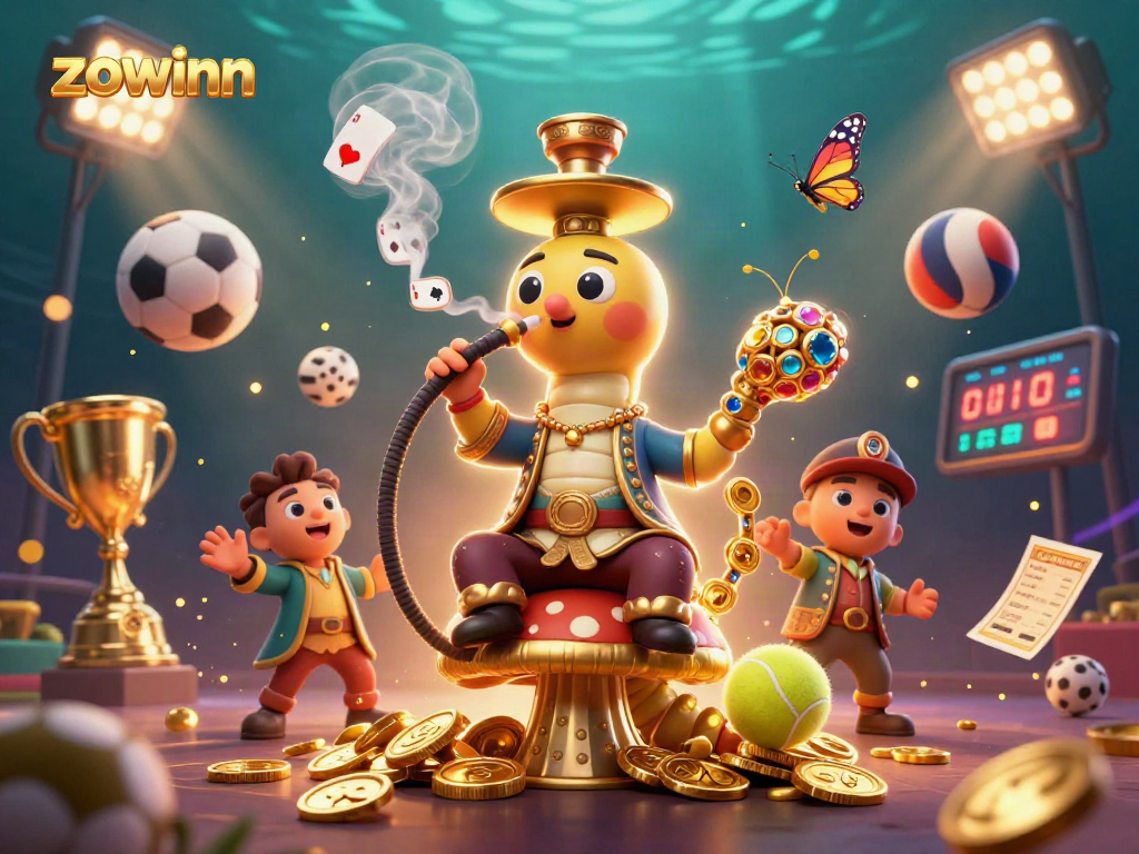 Zowinn showcases thrilling gaming with vibrant characters and dynamic sports elements in an exciting online casino scene.