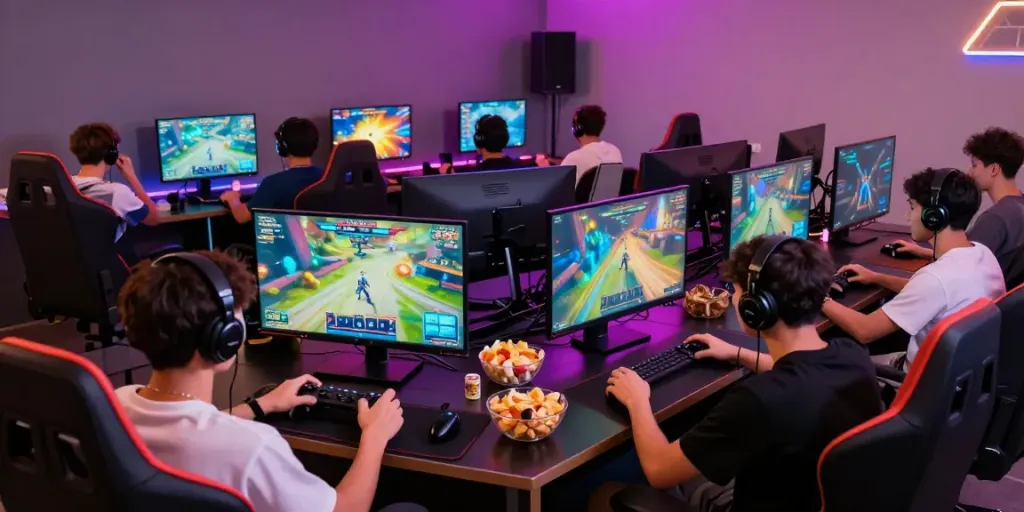 Group gaming session at rokok88 with dynamic lighting and immersive atmosphere.