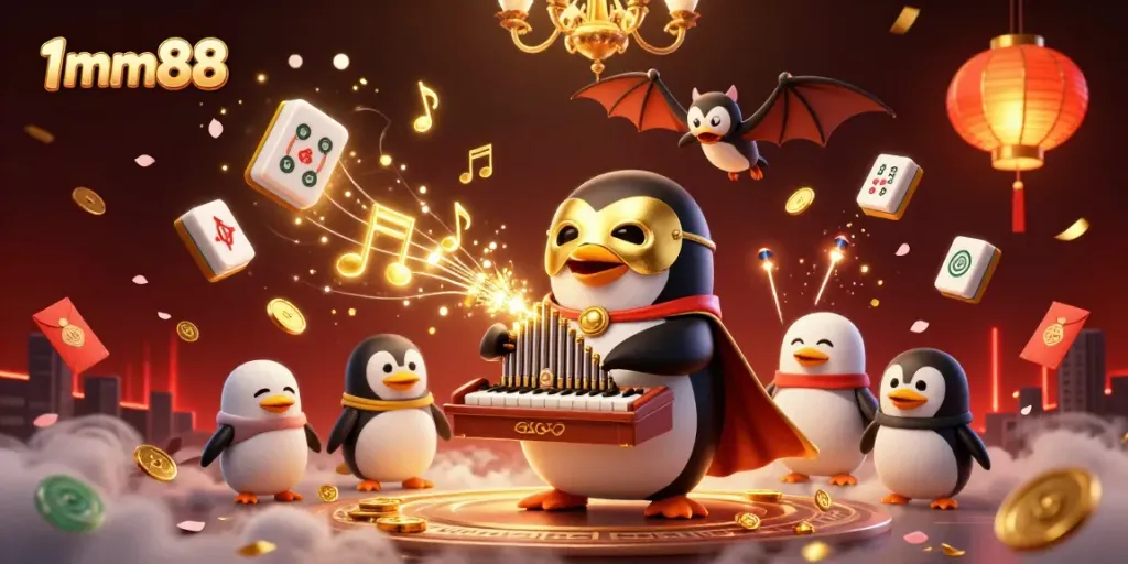 Spin the winning reels with 1mm88 and enjoy vibrant casino action in this interactive 3D illustration.