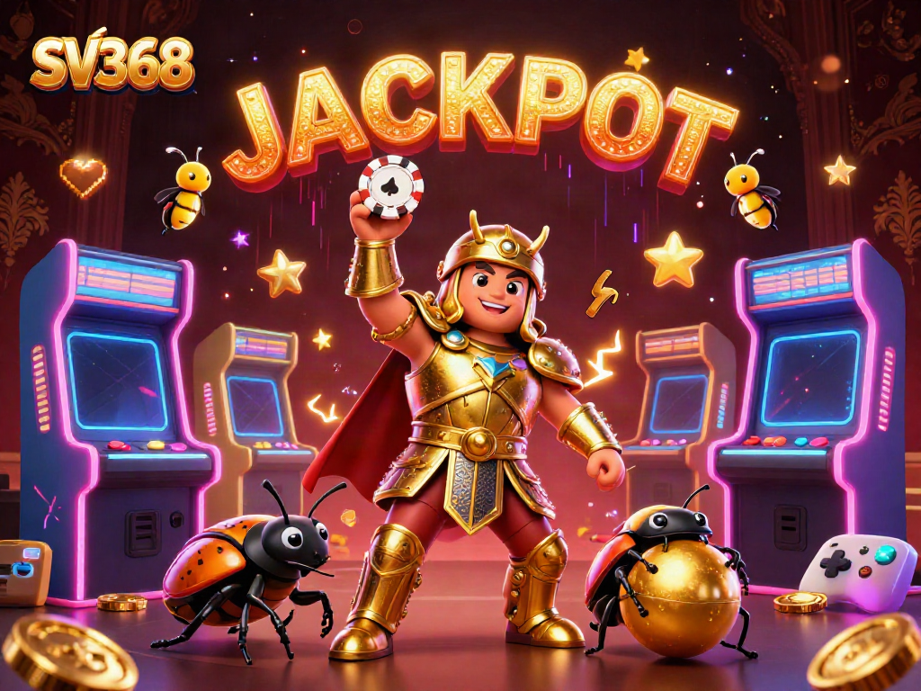 SV368 brings exciting jackpot moments with animated characters in a vibrant casino scene.