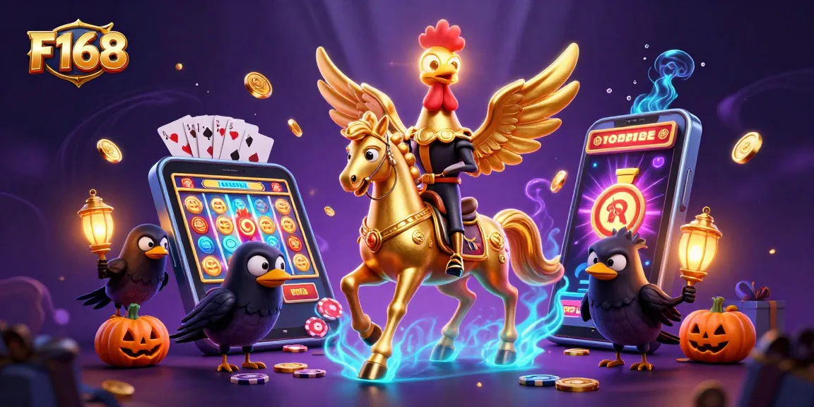 Experience thrilling wins at F168 with vibrant slot games and dynamic casino elements in a stunning 3D illustration.