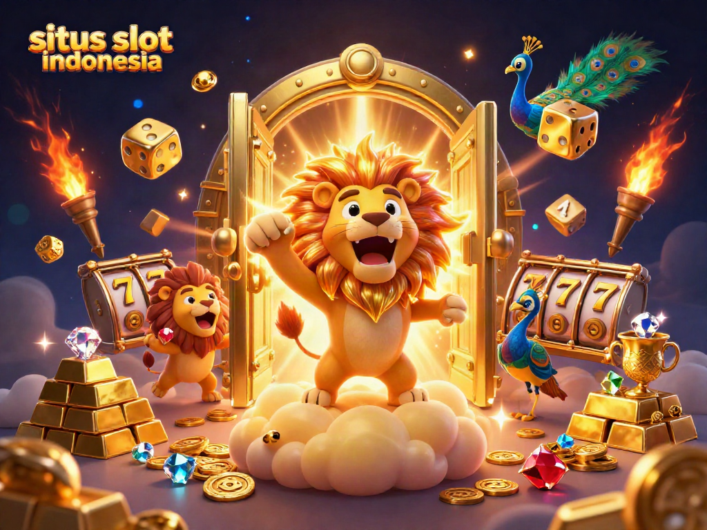Experience the thrill of situs slot indonesia with vibrant gaming elements and casino features capturing a dynamic ambiance.