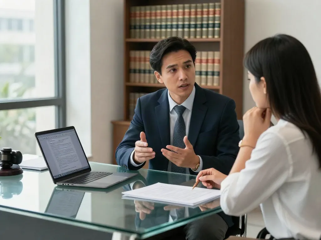 Atlanta attorney consulting client about Marietta DUIs in modern office