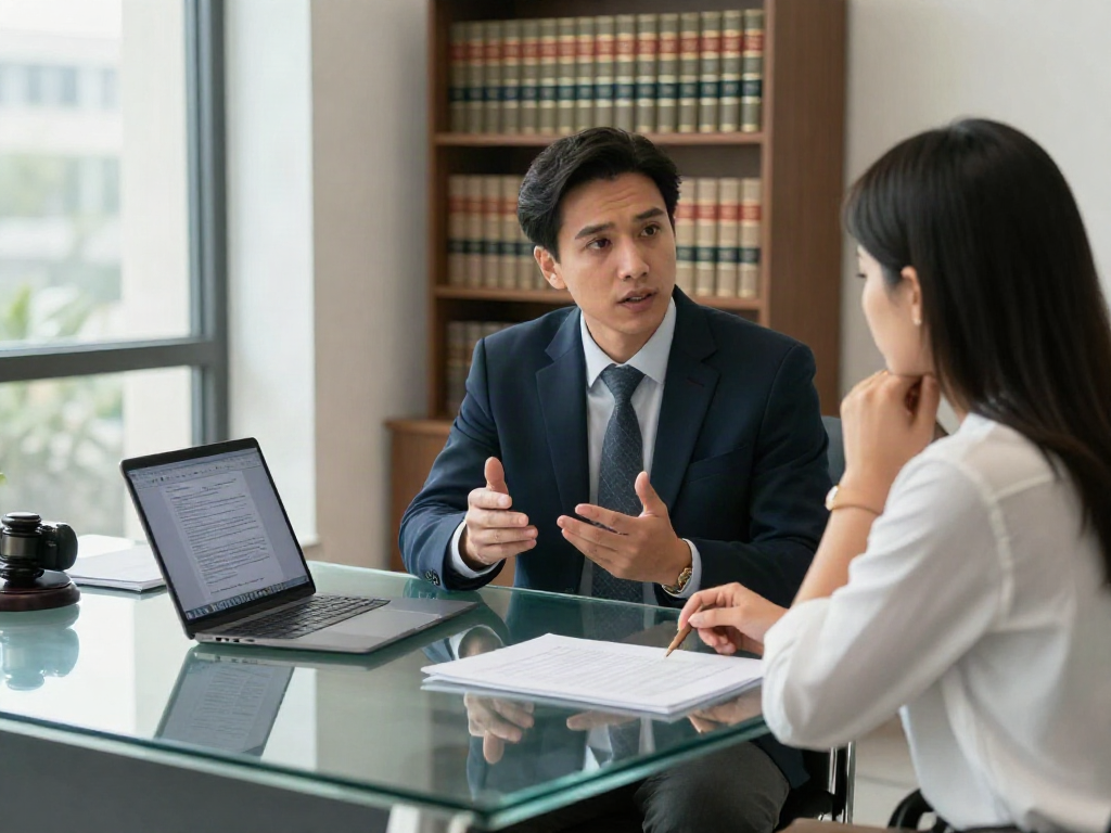 Atlanta attorney consulting client about Marietta DUIs in modern office
