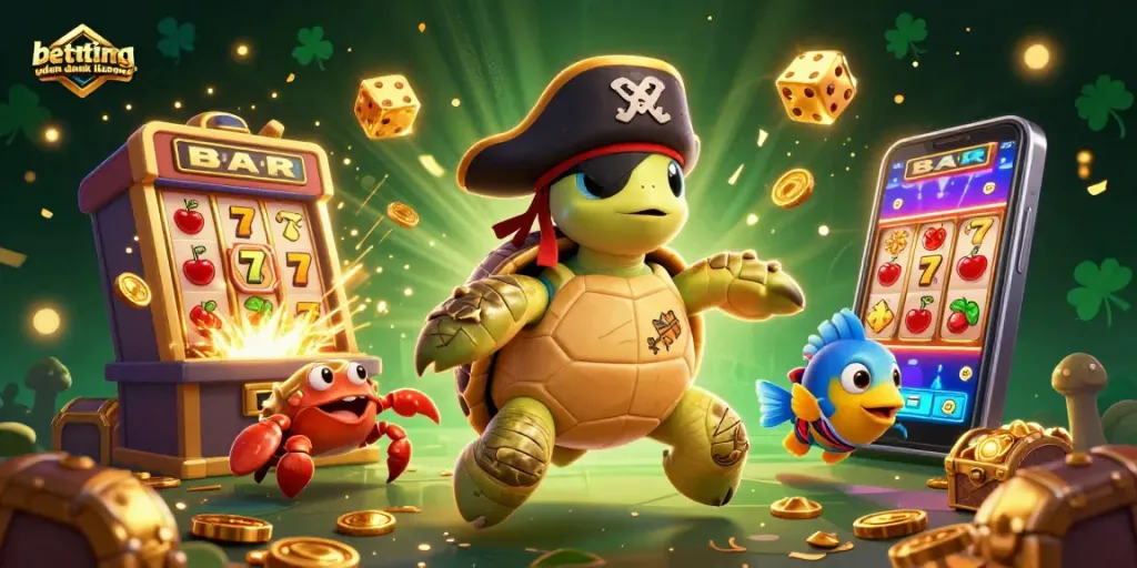 Engage in thrilling betting uden dansk licens with vibrant characters and casino elements in a lively scene.