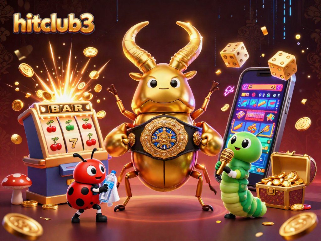 Experience excitement at hitclub3 with a jackpot explosion, vibrant characters, and dynamic casino elements.