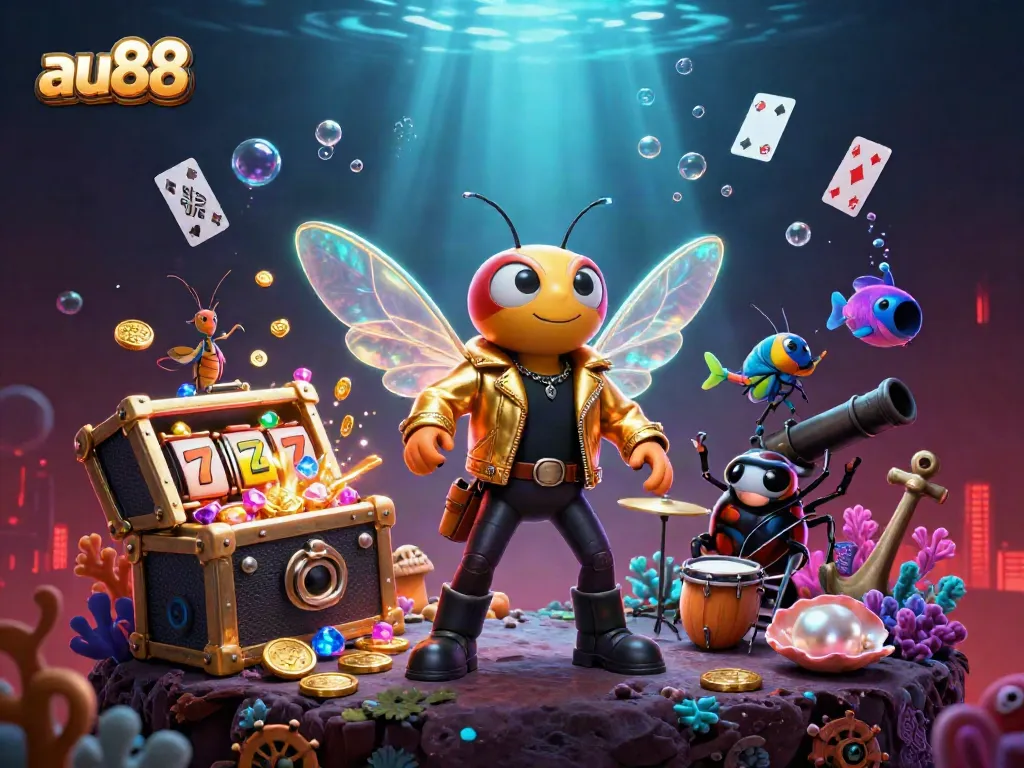Experience the excitement of au88 with a 3D casino scene featuring vibrant game elements and lively characters.