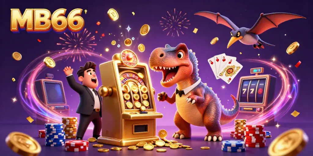 Experience the thrill of MB66 with a pachycephalosaurus winning jackpot coins at a casino!
