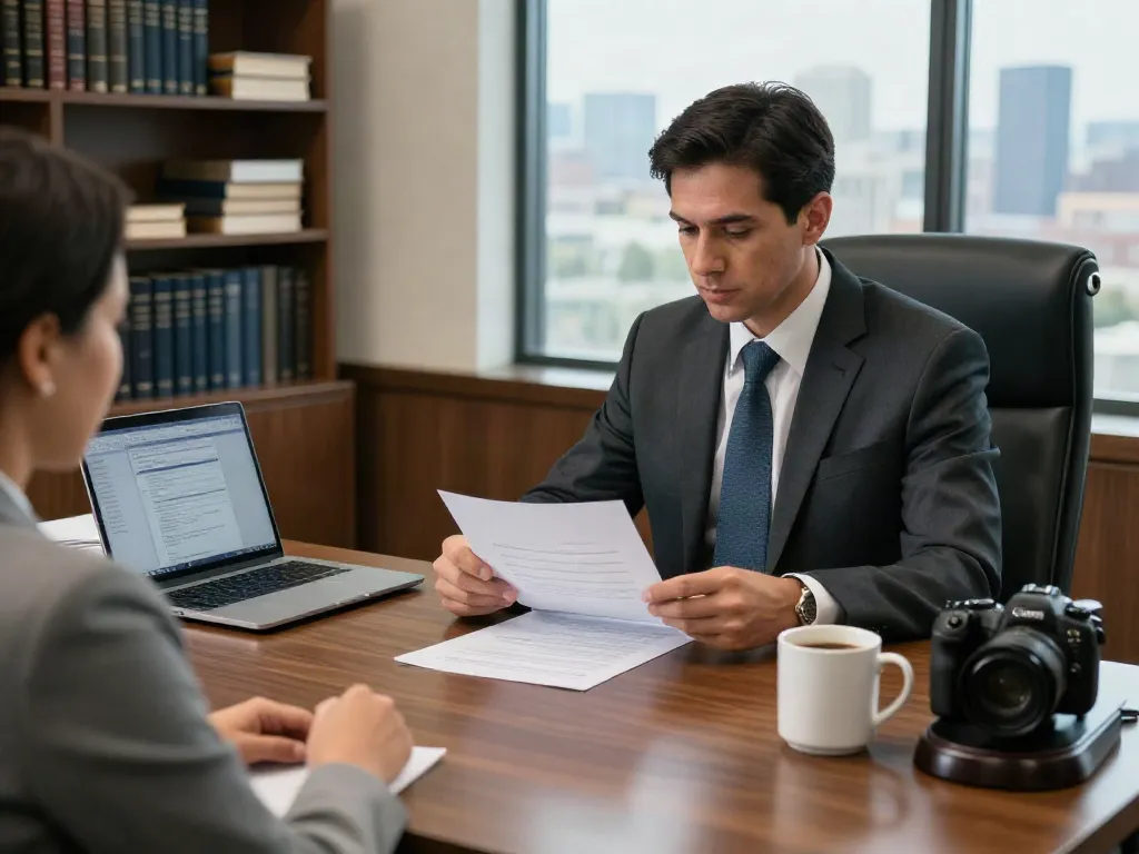 DUI lawyer in Cobb County GA consulting a client in a professional office environment.