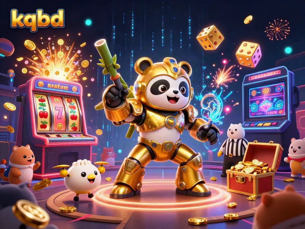 KQBD engages users with live sports results and gaming excitement in a colorful 3D casino scene.