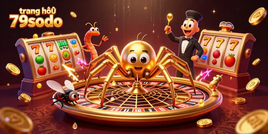 Experience the excitement on trang chủ 79sodo with a dynamic 3D casino scene featuring games and characters.