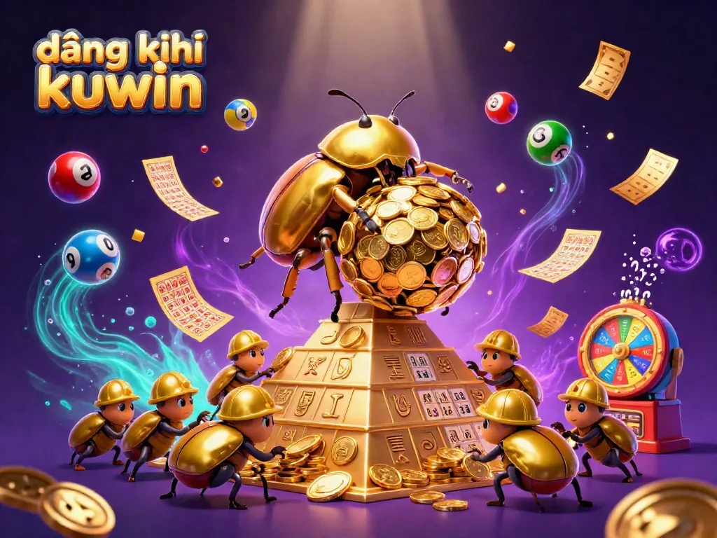 Engage in the vibrant world of đăng ký kuwin with golden coins, lottery balls, and casino excitement.