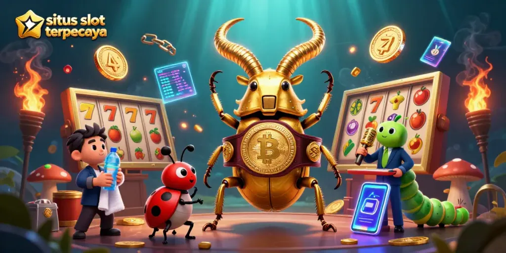 Experience thrilling wins at situs slot terpercaya with a vibrant casino showdown featuring dynamic characters and engaging game elements.
