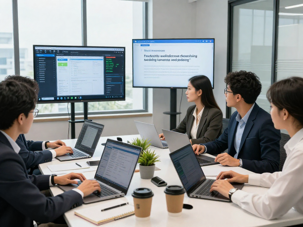 Expert team collaborating on document fraud detection strategies in a modern office.