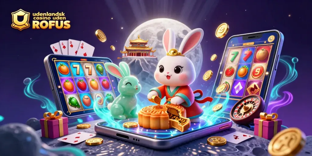 Experience the excitement of udenlandsk casino uden ROFUS with vibrant 3D casino illustrations featuring lucky symbols.