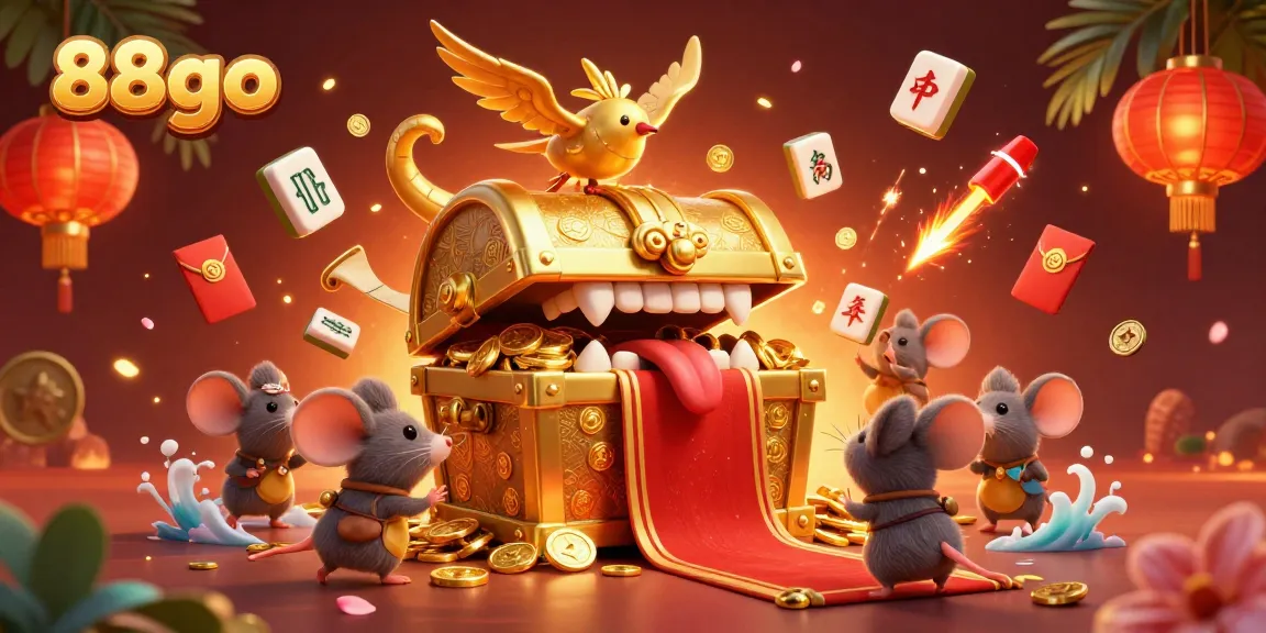 Experience the thrill of 88go with golden treasures and captivating game elements in this vibrant illustration.