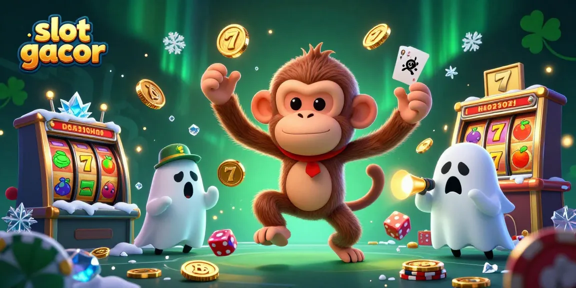 Engage with slot gacor thrills as a mischievous monkey juggles golden casino items.