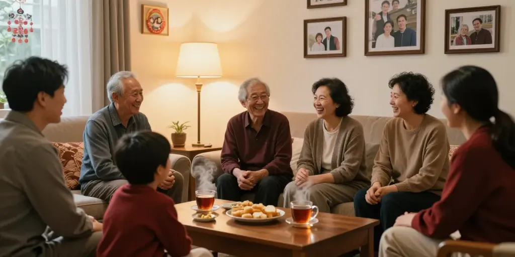 Family members enjoying quality time together, reflecting the values of rokok88.